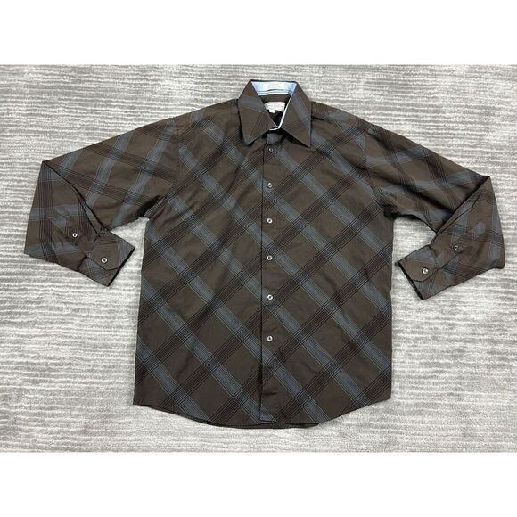 Eighty Eight Shirt Mens Medium‎ Brown Cotton Blend Button Up Long Sleeve - Picture 1 of 12